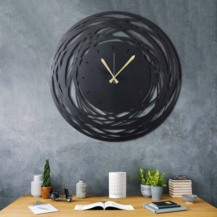 Wallity Reloj de Pared Decorativo de Metal Negro 70 x 70 cm
